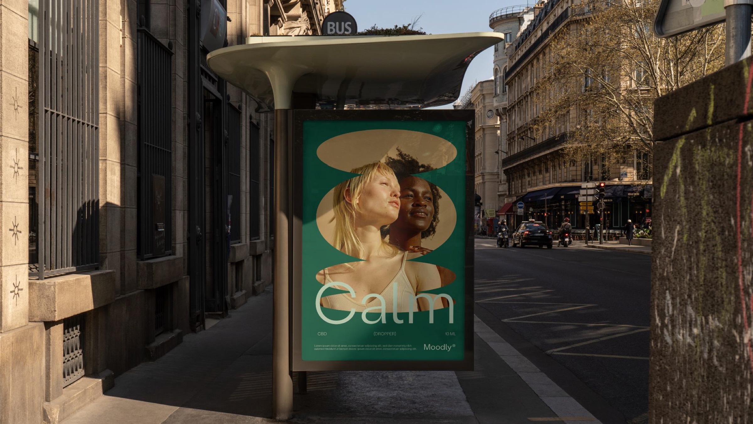 Moodly bus stop advertisement